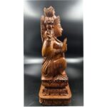Wooden Mahalakshmi Idol – 14 Inch Hand-Carved Goddess Lakshmi Statue for Pooja Room, Home Decor & Gifting