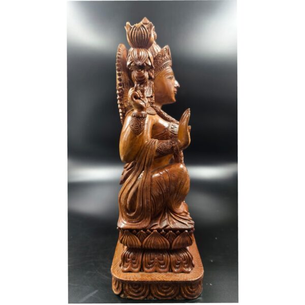 Wooden Mahalakshmi Idol – 14 Inch Hand-Carved Goddess Lakshmi Statue for Pooja Room, Home Decor & Gifting