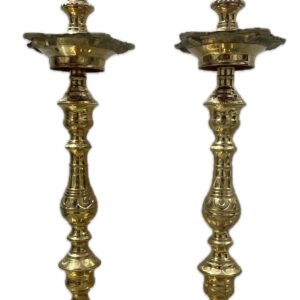 Nachiarkoil Nagas Work Brass Kuthuvilakku Pair - Hand Made