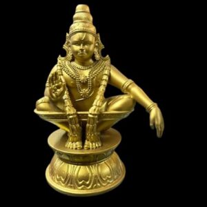 Fiber Ayyappan Idol – 4 Inch Golden Statue for Pooja Room, Car Dashboard & Gifting