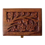Handcrafted Floral Wooden Jewelry Box – 3.5 x 2.5 Inch Decorative Storage Box