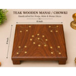 Handcrafted Teak Wooden Manai / Chowki with Design for Pooja & Home Décor – 6 x 6 Inch