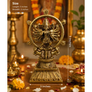  Brass Chakrathazhwar Idol- 5 x 3 Inches for Pooja Room, Home Temple & Spiritual Décor