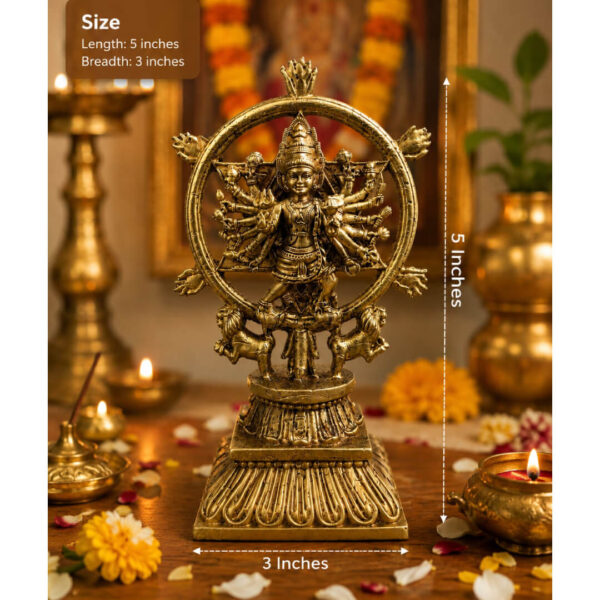  Brass Chakrathazhwar Idol- 5 x 3 Inches for Pooja Room, Home Temple & Spiritual Décor
