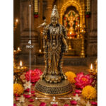 Premium Brass Meenakshi Amman Idol – 4 x 2 Inches Spiritual & Decorative Divine Statue.