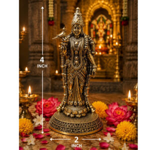 Premium Brass Meenakshi Amman Idol – 4 x 2 Inches Spiritual & Decorative Divine Statue.