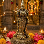 Premium Brass Meenakshi Amman Idol – 4 x 2 Inches Spiritual & Decorative Divine Statue.