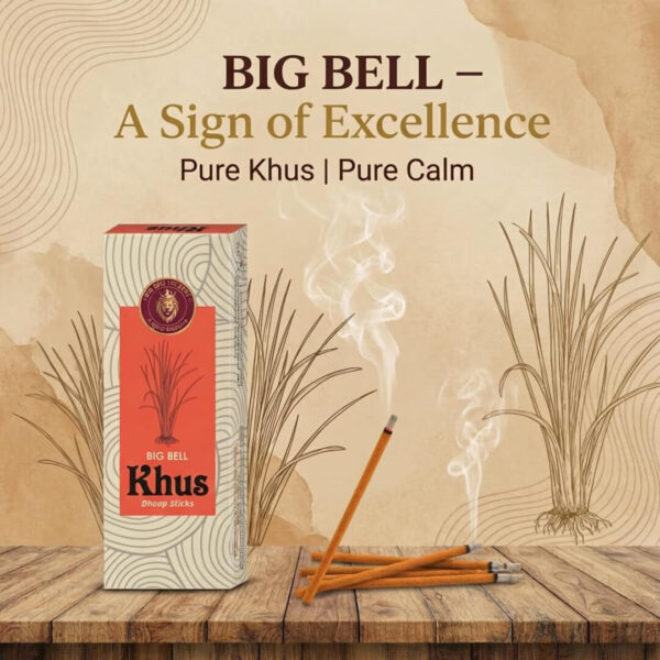 Big Bell Khus Dhoop Sticks –  Premium Natural Vetiver Fragrance/10 sticks  for pooja agarbatti 