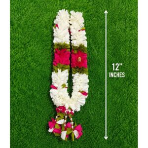 Artificial Flower Malai Handmade White & Pink Flower Garland – 12 Inch