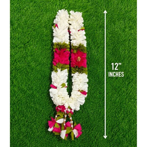 Artificial Flower Malai Handmade White & Pink Flower Garland – 12 Inch