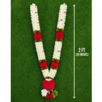 Artificial Flower Malai Premium White & Red Decorative Flower Garland – 2 Feet