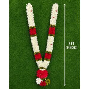 Artificial Flower Malai Premium White & Red Decorative Flower Garland – 2 Feet