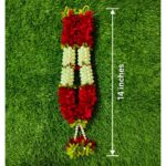 Traditional Jasmine Flower Garland (Mala) in 14''Inch- Red & White Floral Design"