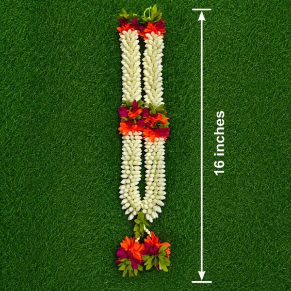 Artificial Jasmine Flower Mala Garland for Pooja Decoration in 16''inch