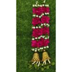 Handicrafts Pink Floral Door Hanging with Golden Bells in 17''inch