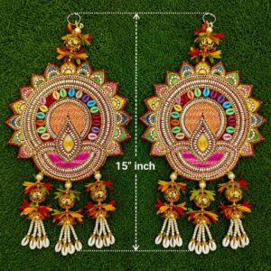 Handmade Traditional Diya Wall Hanging with Cowrie Shell Tassels in15'Inches
