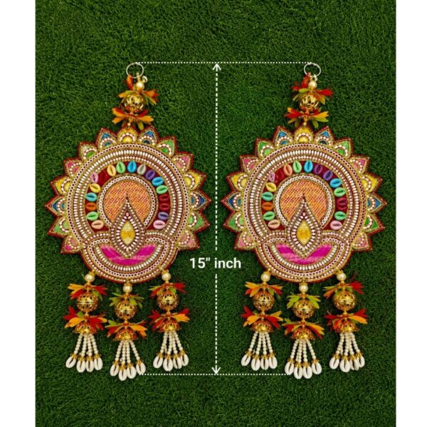 Handmade Traditional Diya Wall Hanging with Cowrie Shell Tassels in15'Inches