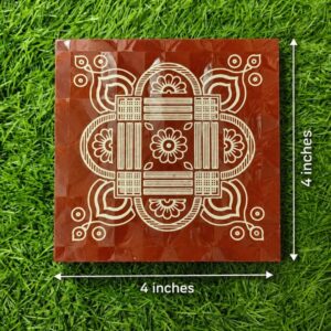 4 x 4 Inch Premium Pooja Mannai With Kolam design & Traditional