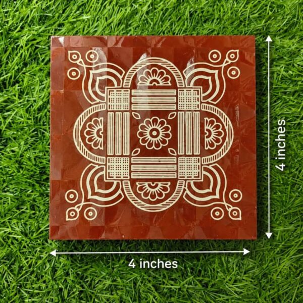 4 x 4 Inch Premium Pooja Mannai With Kolam design & Traditional