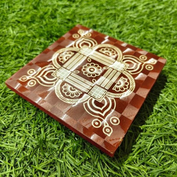 4 x 4 Inch Premium Pooja Mannai With Kolam design & Traditional