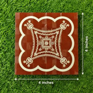 4 x 4 Inch Premium Pooja Manai With Kolam design & Traditional