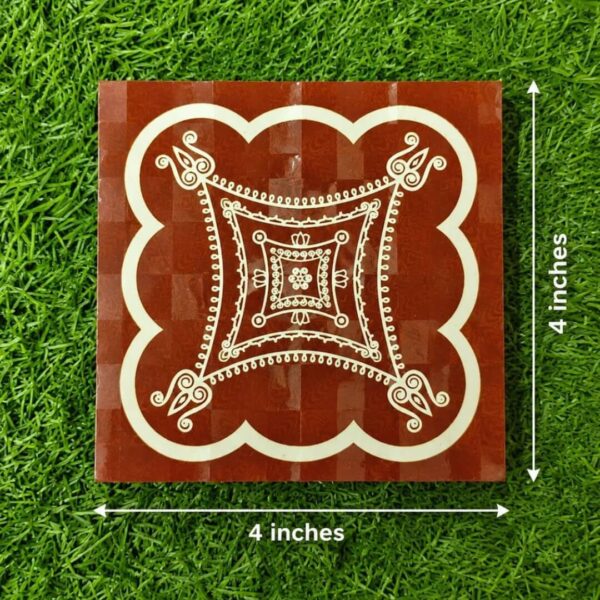 4 x 4 Inch Premium Pooja Manai With Kolam design & Traditional