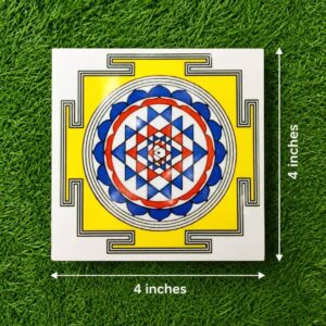 4 x 4 Inch Premium Pooja Manai With Sri Yantra Decorative design & Traditional