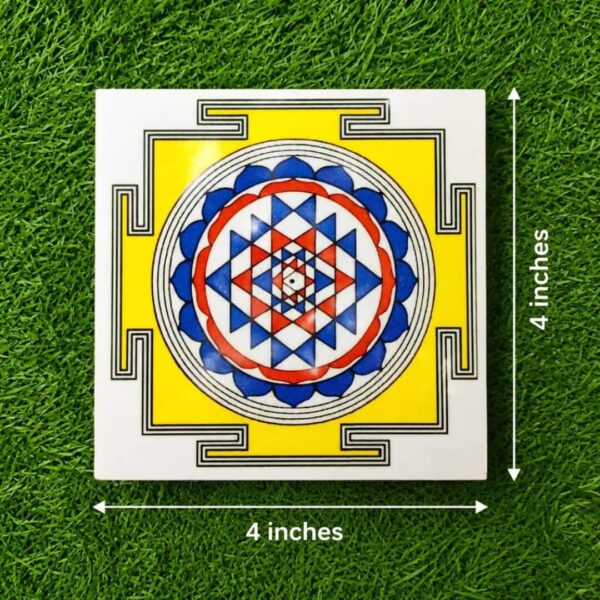 4 x 4 Inch Premium Pooja Manai With Sri Yantra Decorative design & Traditional