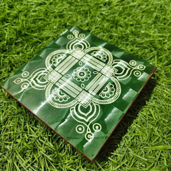 4 x 4 Inch Premium Pooja Mannai With Kolam design & Traditional