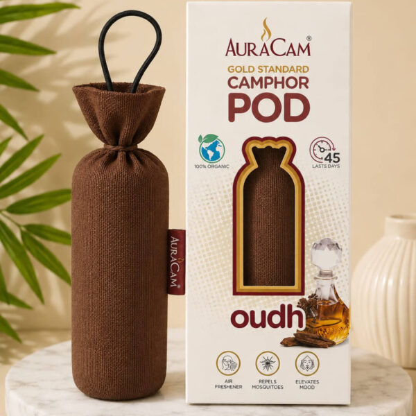 AuraCam Gold Standard Camphor Pod – 60gms Oudh Fragrance