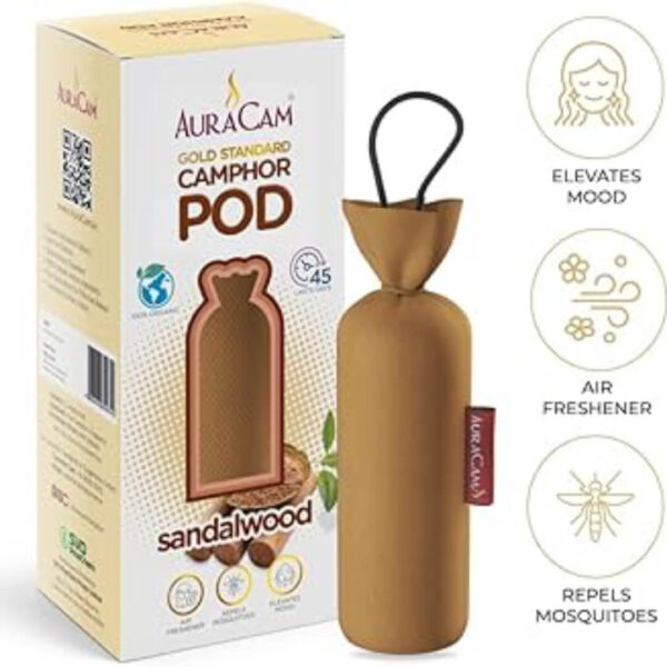 AuraCam Gold Standard Camphor Pod – 60gms Sandalwood Fragrance