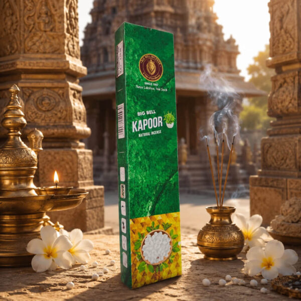 Big Bell Kapoor Natural Incense Sticks - 90gms Pure Camphor Fragrance Agarbatti for Pooja, Meditation & Daily Prayer
