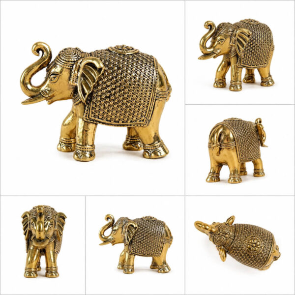 Premium Brass Elephant Figurine – Decorative Vastu Showpiece for Home