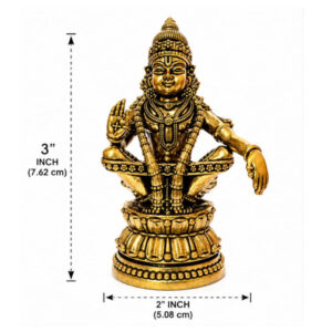 Brass Ayyappa Swamy Idol – 3 Inch Antique Finish Decorative Statue