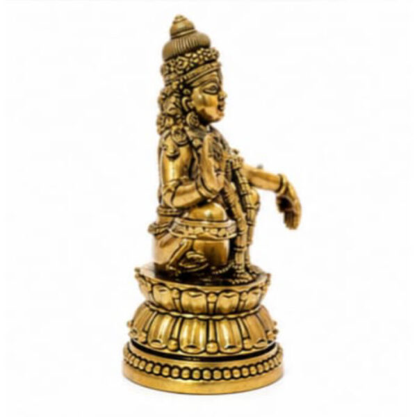 Brass Ayyappa Swamy Idol – 3 Inch Antique Finish Decorative Statue