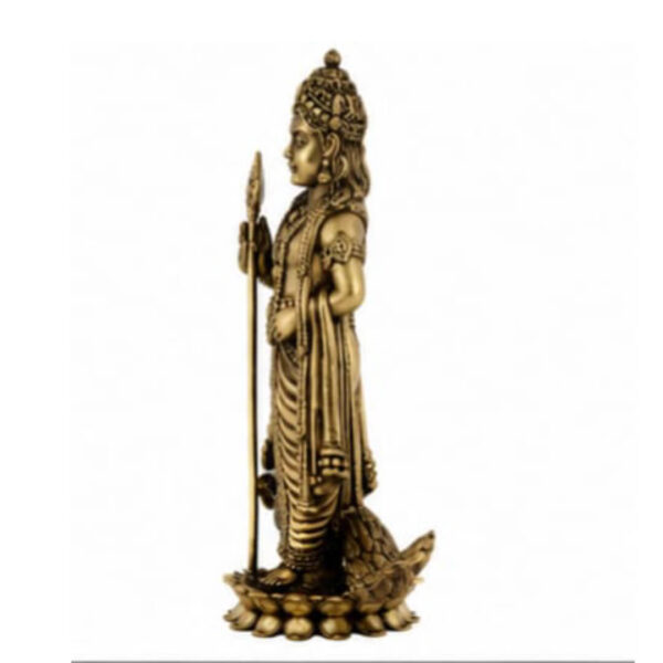 Brass Lord Murugan (Kartikeya) Idol with Peacock – Premium Antique Finish