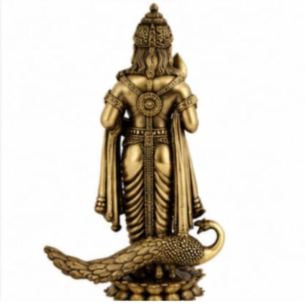 Brass Lord Murugan (Kartikeya) Idol with Peacock – Premium Antique Finish
