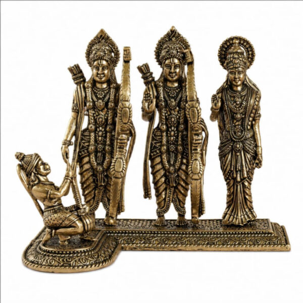 Premium Brass Ram Darbar Statue – Lord Rama, Sita, Lakshmana & Hanuman