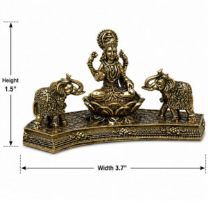 Brass Goddess Lakshmi with Elephants Idol – Antique Finish Decorative Showpiece