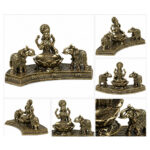 Brass Goddess Lakshmi with Elephants Idol – Antique Finish Decorative Showpiece