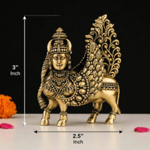 Brass Kamadhenu Cow Idol – Decorative Vastu & Pooja Statue for Home Temple