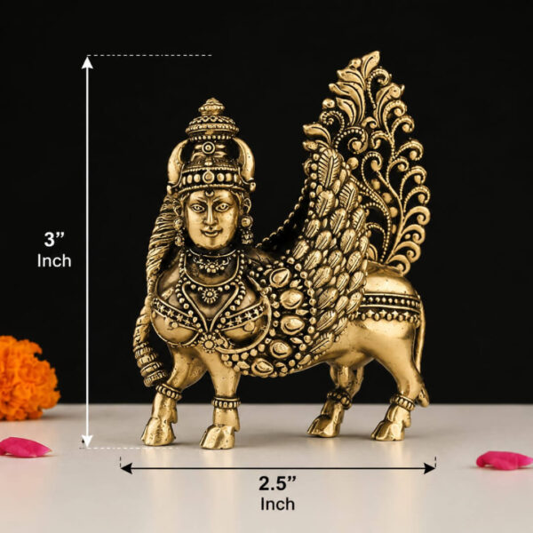 Brass Kamadhenu Cow Idol – Decorative Vastu & Pooja Statue for Home Temple