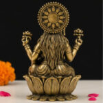 Brass Goddess Lakshmi Idol – Handcrafted Antique Finish Statue for Home & Pooja
