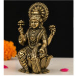 Brass Goddess Lakshmi Idol – Handcrafted Antique Finish Statue for Home & Pooja