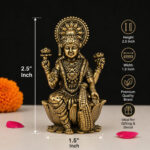 Brass Goddess Lakshmi Idol – Handcrafted Antique Finish Statue for Home & Pooja