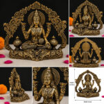 Premium Brass Lakshmi Devi Murti - 3.5 x 4 Inch | Antique Gold Finish Divine Idol for Wealth & Prosperity