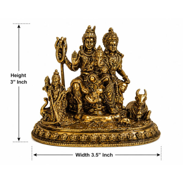 Traditional Brass Shiva Parvati Idol with Ganesha & Kartikeya -Handcrafted Antique Finish Statue for Home Temple & Décor