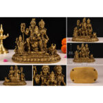 Traditional Brass Shiva Parvati Idol with Ganesha & Kartikeya -Handcrafted Antique Finish Statue for Home Temple & Décor