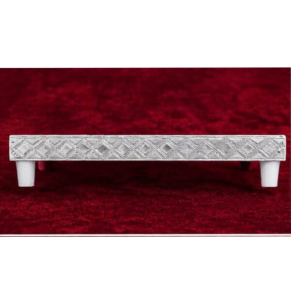 Premium Silver Pooja Bajot with Floral Design - 8.2 x 4.2 x 1.5inches Pooja Manai / Chowki – Elegant Embossed Design