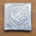 Premium Silver Finish Pooja Manai (3 × 3 × 1.5 Inch) – Decorative Embossed Chowki